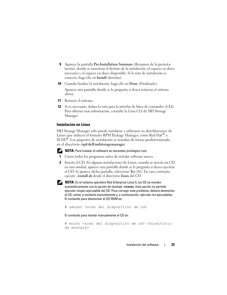 Instalación en linux | Dell PowerVault MD3000 User Manual | Page 33 / 54