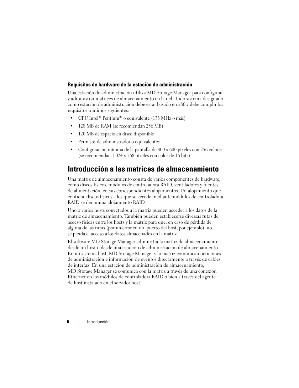Introducción a las matrices de almacenamiento | Dell PowerVault MD3000 User Manual | Page 6 / 54