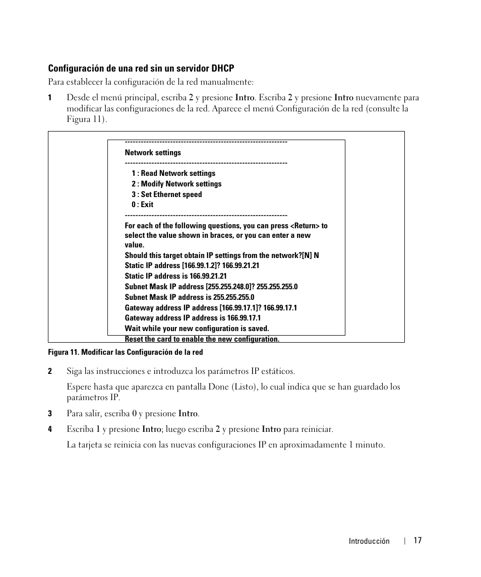 Configuración de una red sin un servidor dhcp | Dell UPS 3750R User Manual | Page 17 / 87