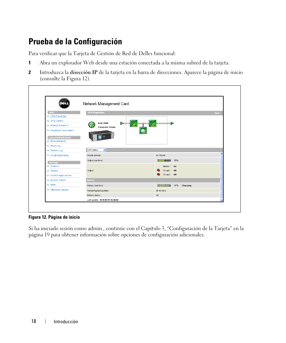 Prueba de la configuración | Dell UPS 3750R User Manual | Page 18 / 87