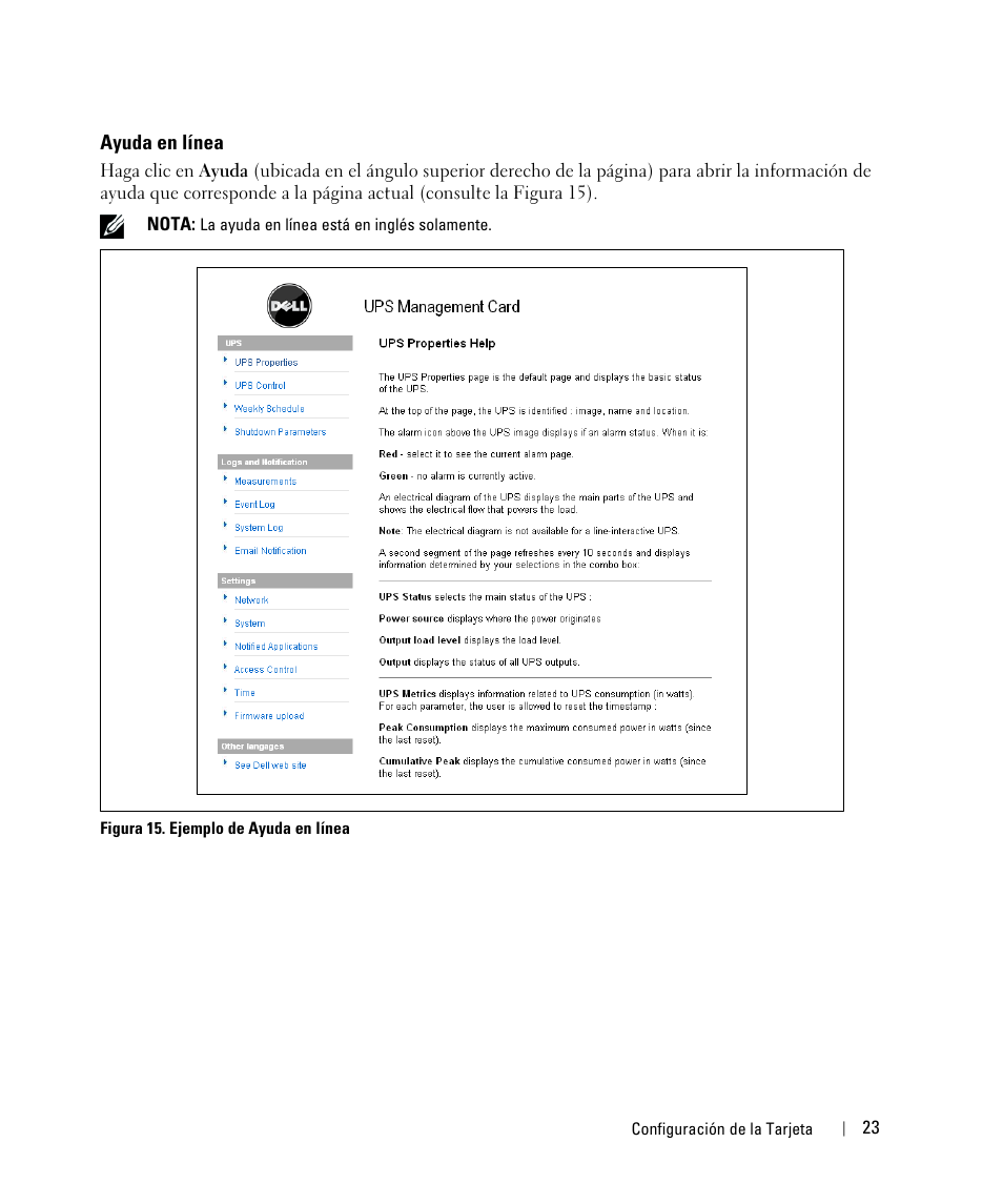 Ayuda en línea | Dell UPS 3750R User Manual | Page 23 / 87