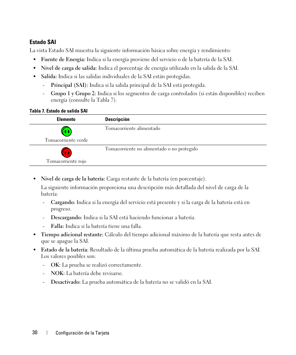 Estado sai | Dell UPS 3750R User Manual | Page 30 / 87