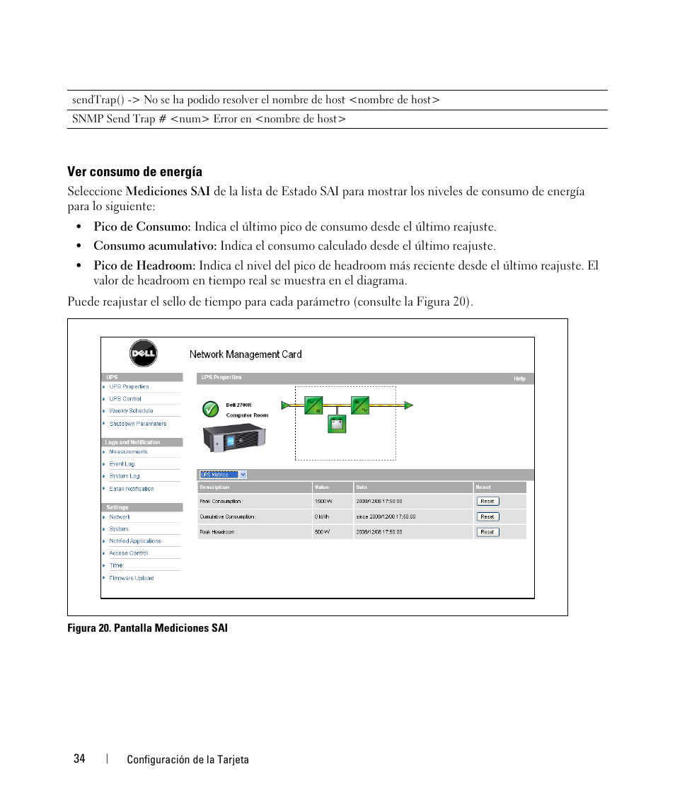 Ver consumo de energía | Dell UPS 3750R User Manual | Page 34 / 87