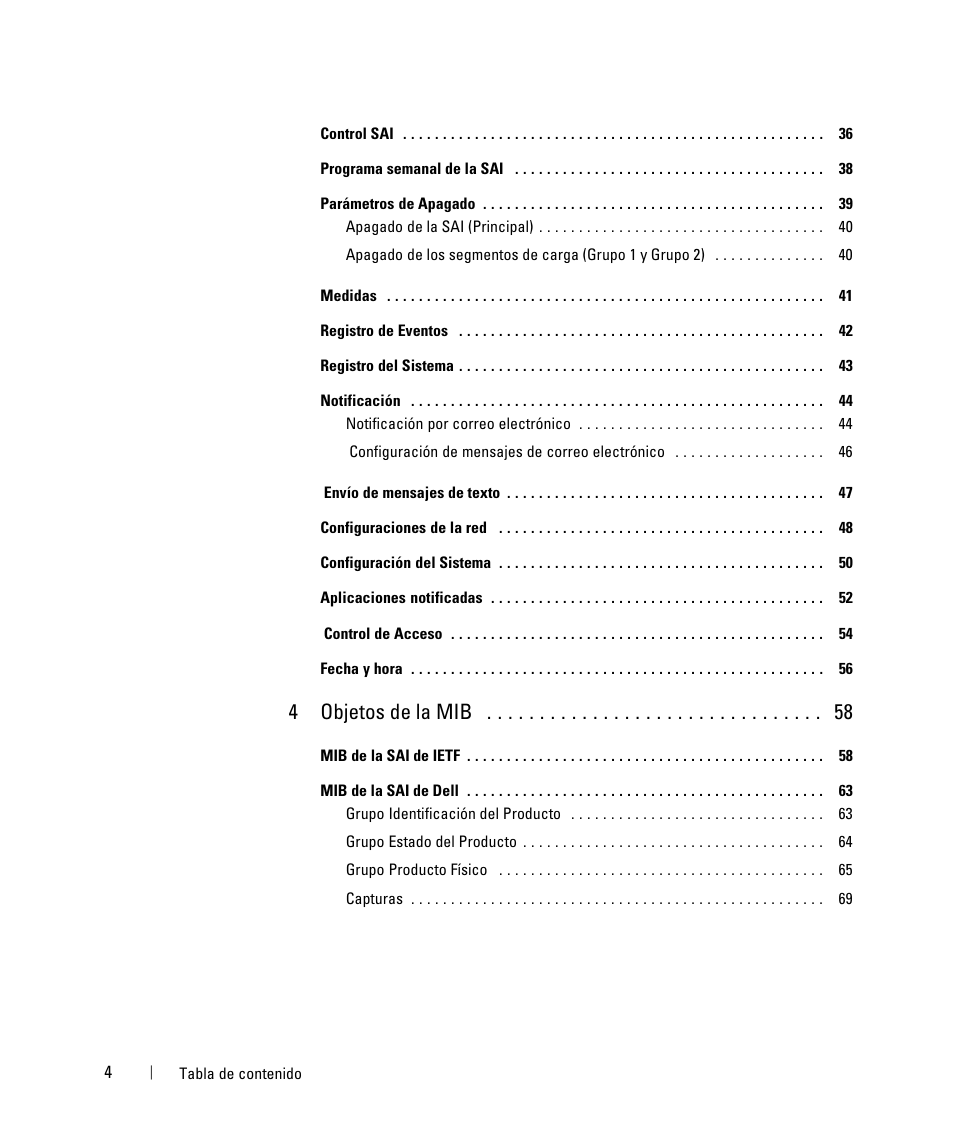 4objetos de la mib 58 | Dell UPS 3750R User Manual | Page 4 / 87