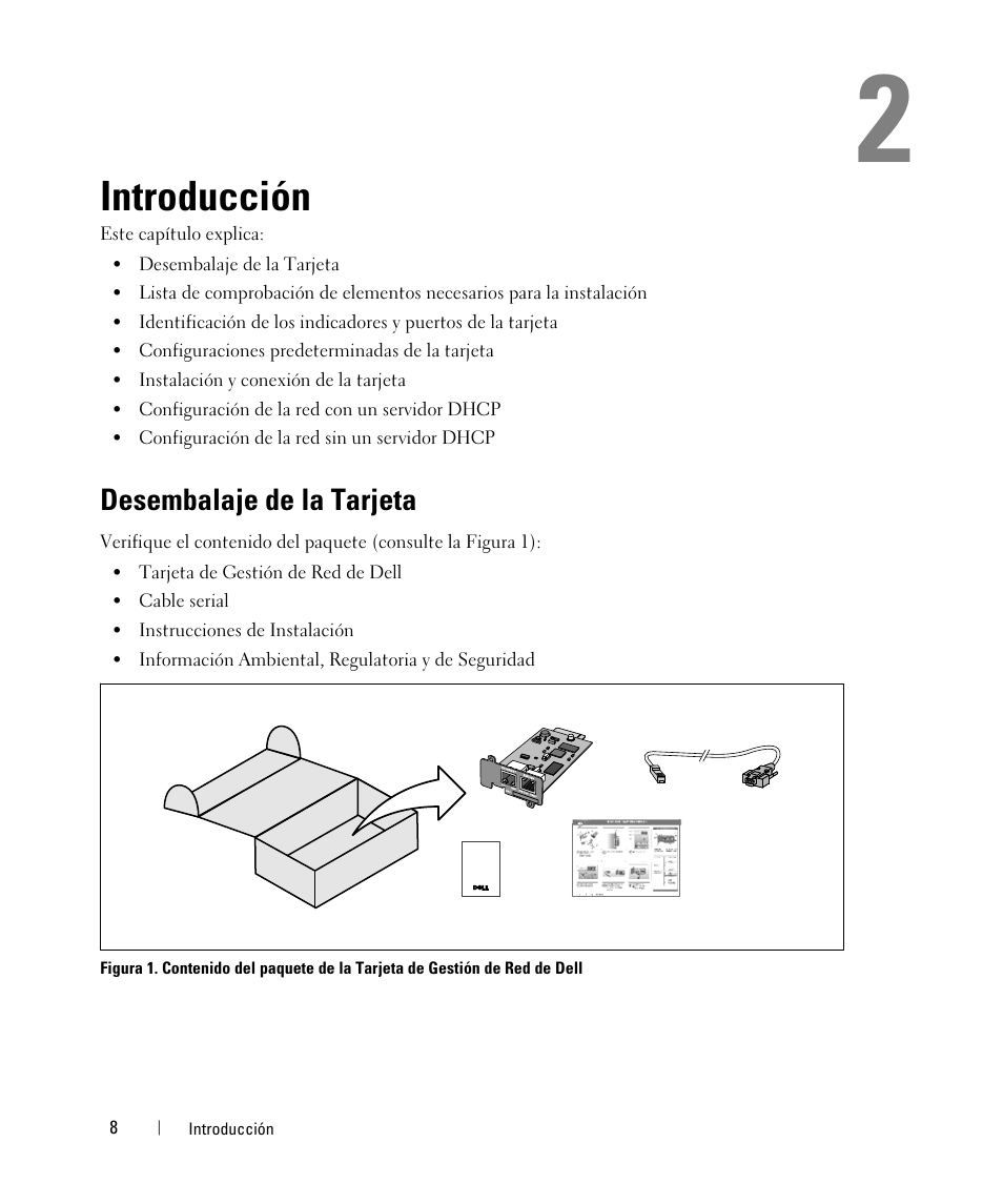 Introducción, Desembalaje de la tarjeta | Dell UPS 3750R User Manual | Page 8 / 87