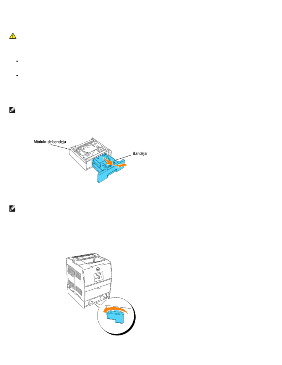Instalación del módulo de bandeja opcional | Dell 3000cn Color Laser Printer User Manual | Page 44 / 187