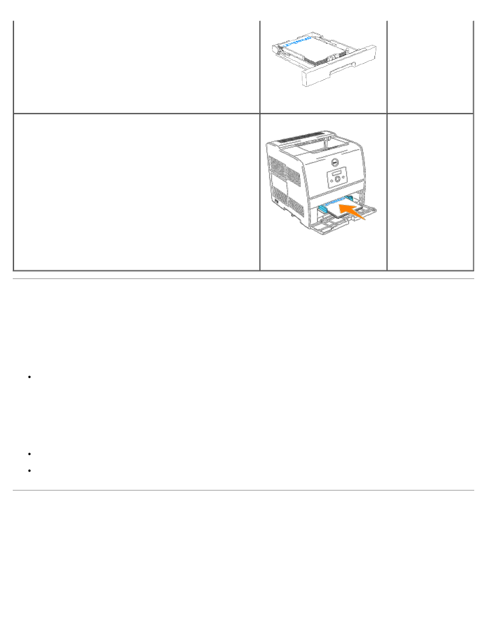 Carga del, Alimentador multiuso, Carga del alimentador multiuso | Capacidad, Dimensiones del material de impresión | Dell 3000cn Color Laser Printer User Manual | Page 65 / 187
