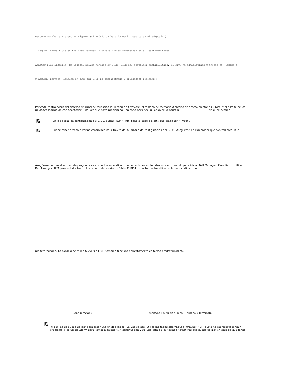 Inicio de dell manager, Uso de dell manager en el modo red hat linux gui | Dell PERC 4E/DC User Manual | Page 46 / 112