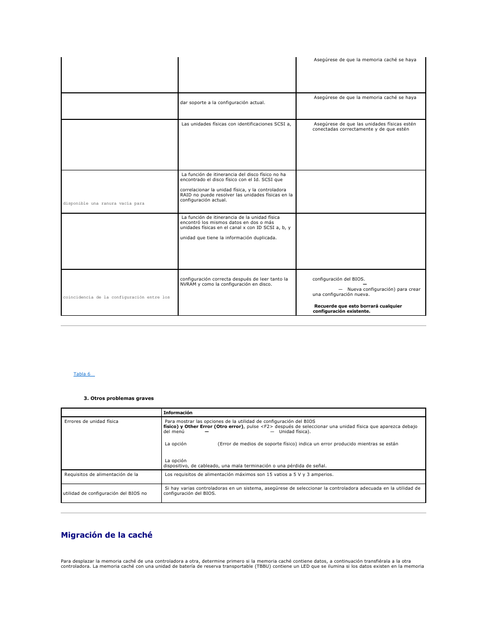 Otros problemas potenciales, Migración de la caché | Dell PERC 4E/DC User Manual | Page 61 / 112