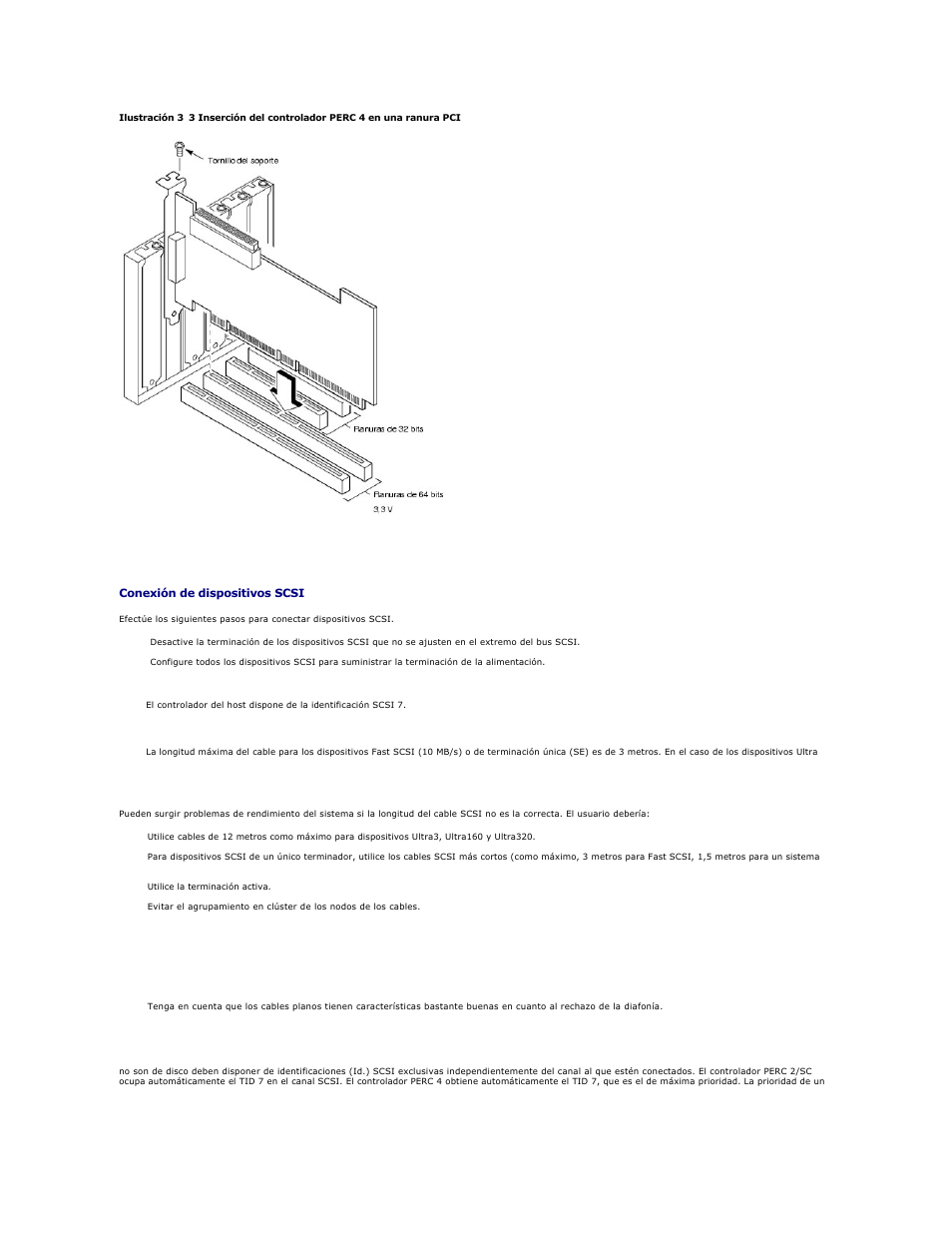 Paso 5 conectar los cables y los dispositivos scsi | Dell PERC 4E/DC User Manual | Page 86 / 112