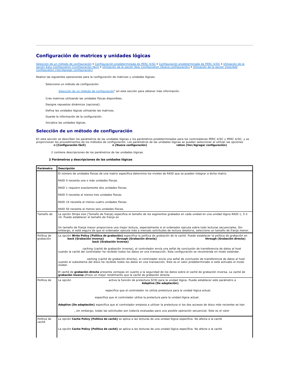 Configuración de matrices y unidades lógicas, Selección de un método de configuración | Dell PERC 4E/DC User Manual | Page 90 / 112