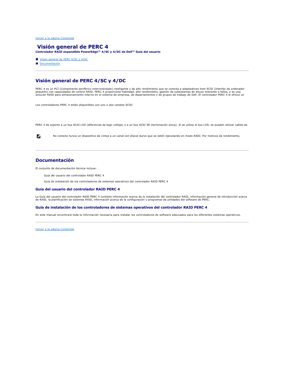 Visión general de perc 4, Visión general de perc 4/sc y 4/dc, Documentación | Dell PERC 4E/DC User Manual | Page 99 / 112