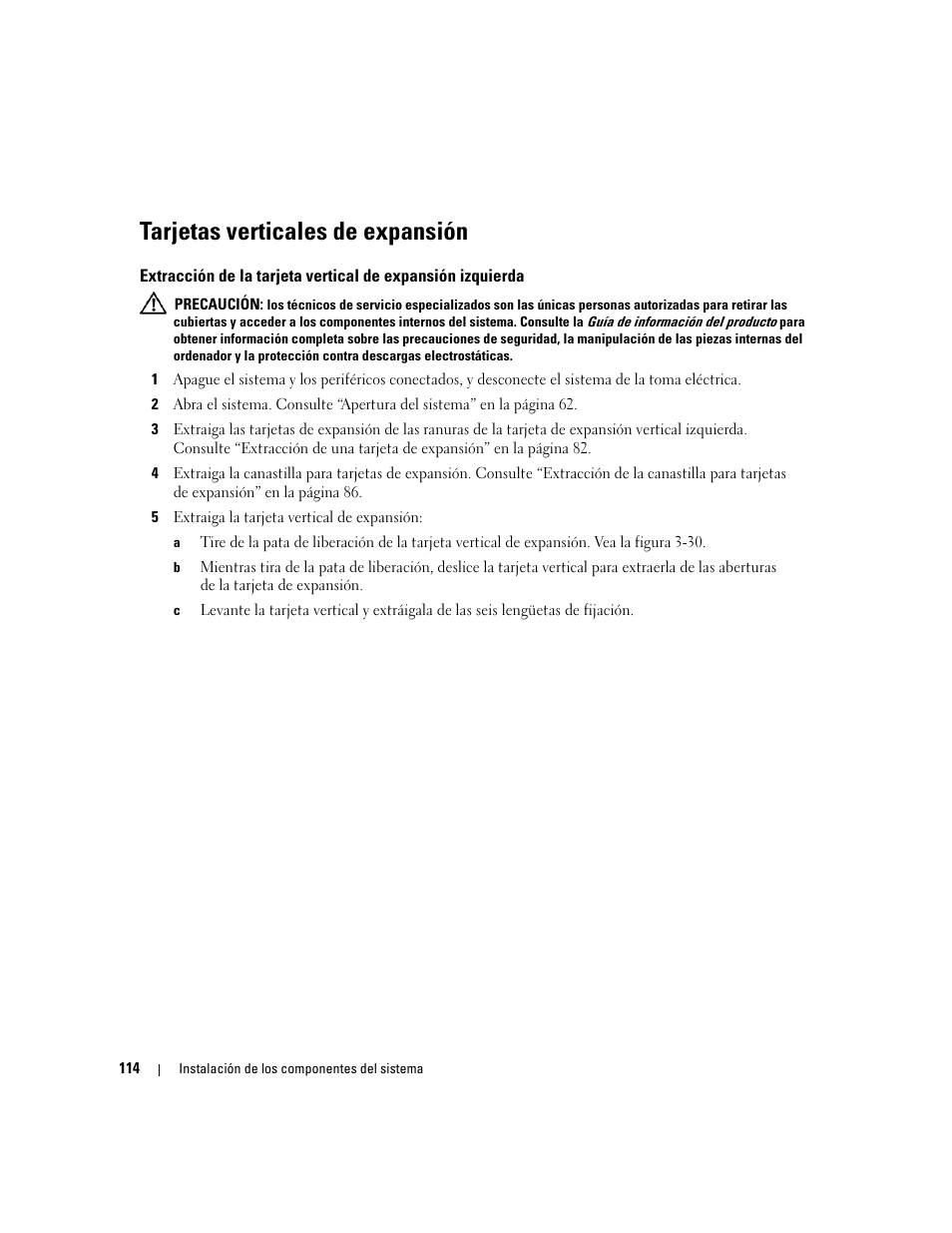 Tarjetas verticales de expansión | Dell PowerEdge 2970 User Manual | Page 114 / 206