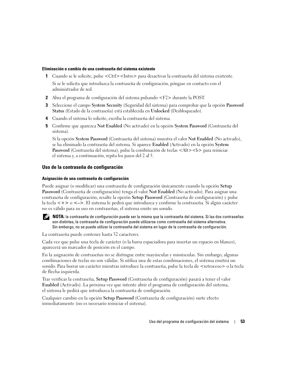 Uso de la contraseña de configuración | Dell PowerEdge 2970 User Manual | Page 53 / 206