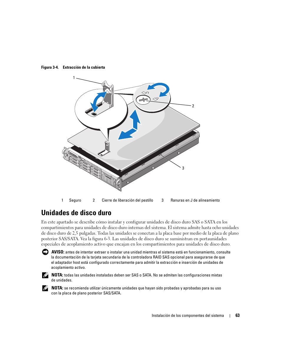 Unidades de disco duro | Dell PowerEdge 2970 User Manual | Page 63 / 206