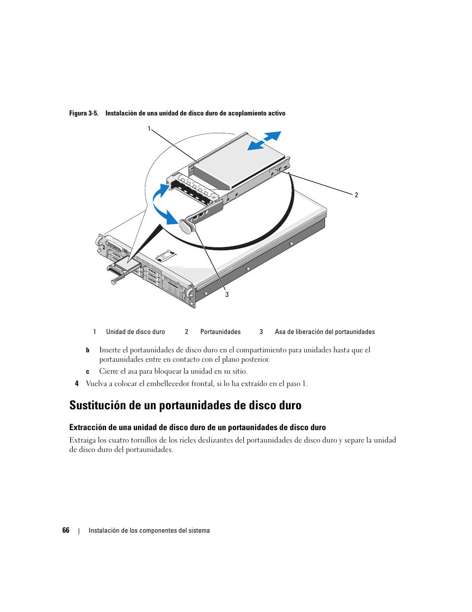 Sustitución de un portaunidades de disco duro, Figura 3-5 | Dell PowerEdge 2970 User Manual | Page 66 / 206