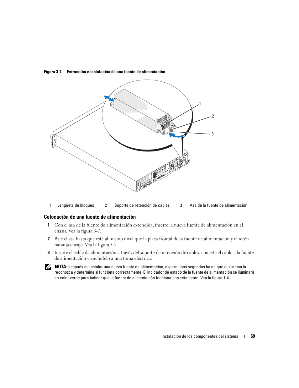 Colocación de una fuente de alimentación | Dell PowerEdge 2970 User Manual | Page 69 / 206