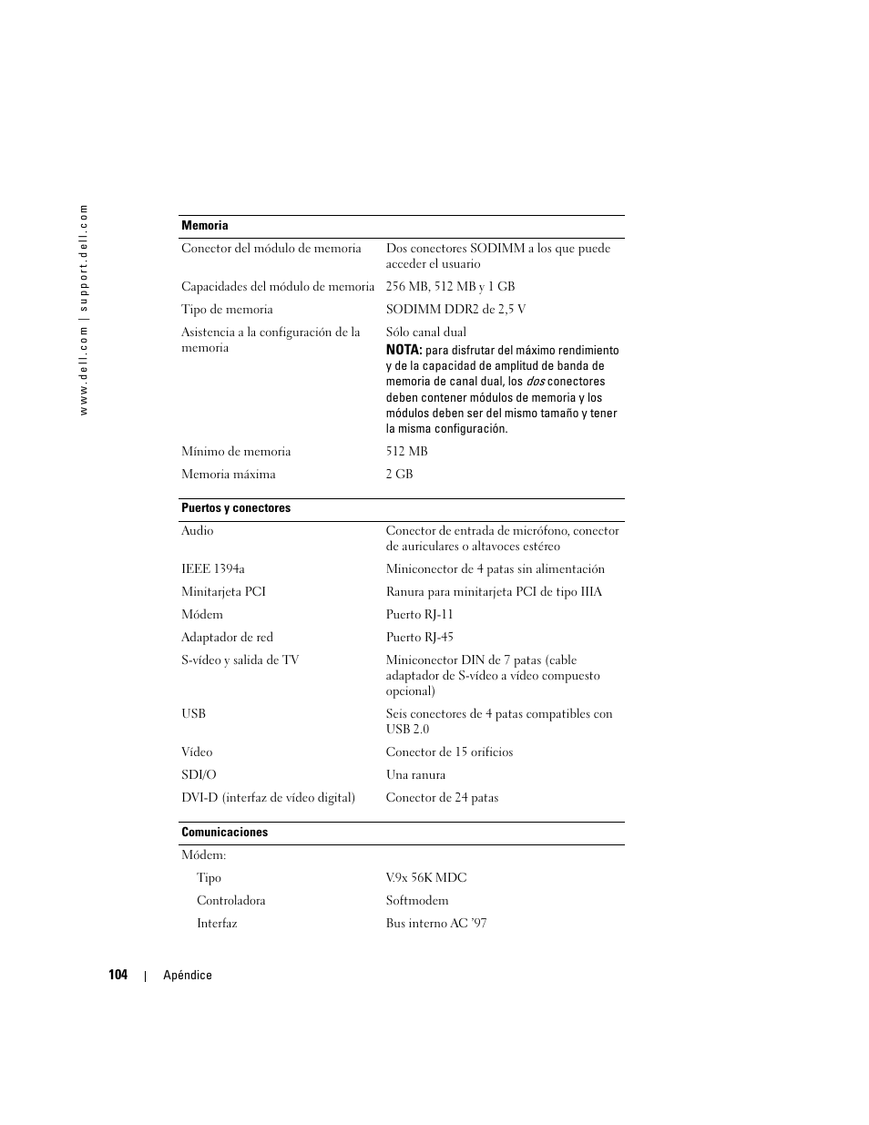 Dell XPS M170 (MXG051, Late 2005) User Manual | Page 104 / 134