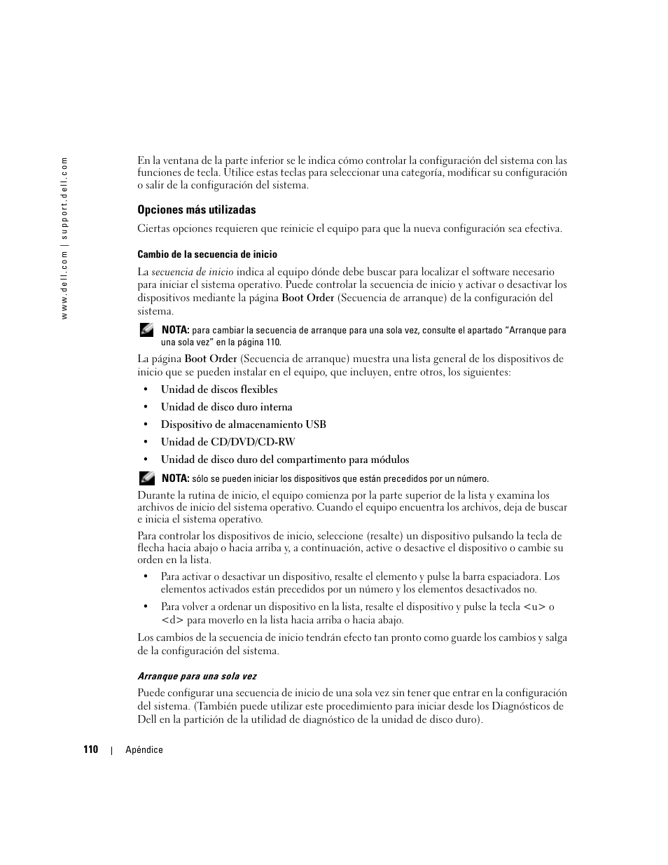 Opciones más utilizadas | Dell XPS M170 (MXG051, Late 2005) User Manual | Page 110 / 134