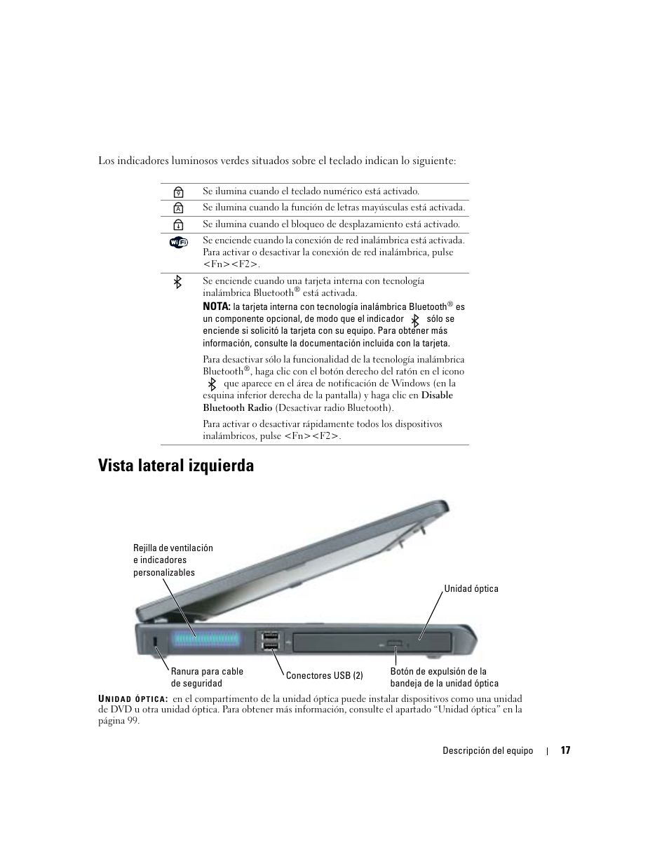 Vista lateral izquierda | Dell XPS M170 (MXG051, Late 2005) User Manual | Page 17 / 134