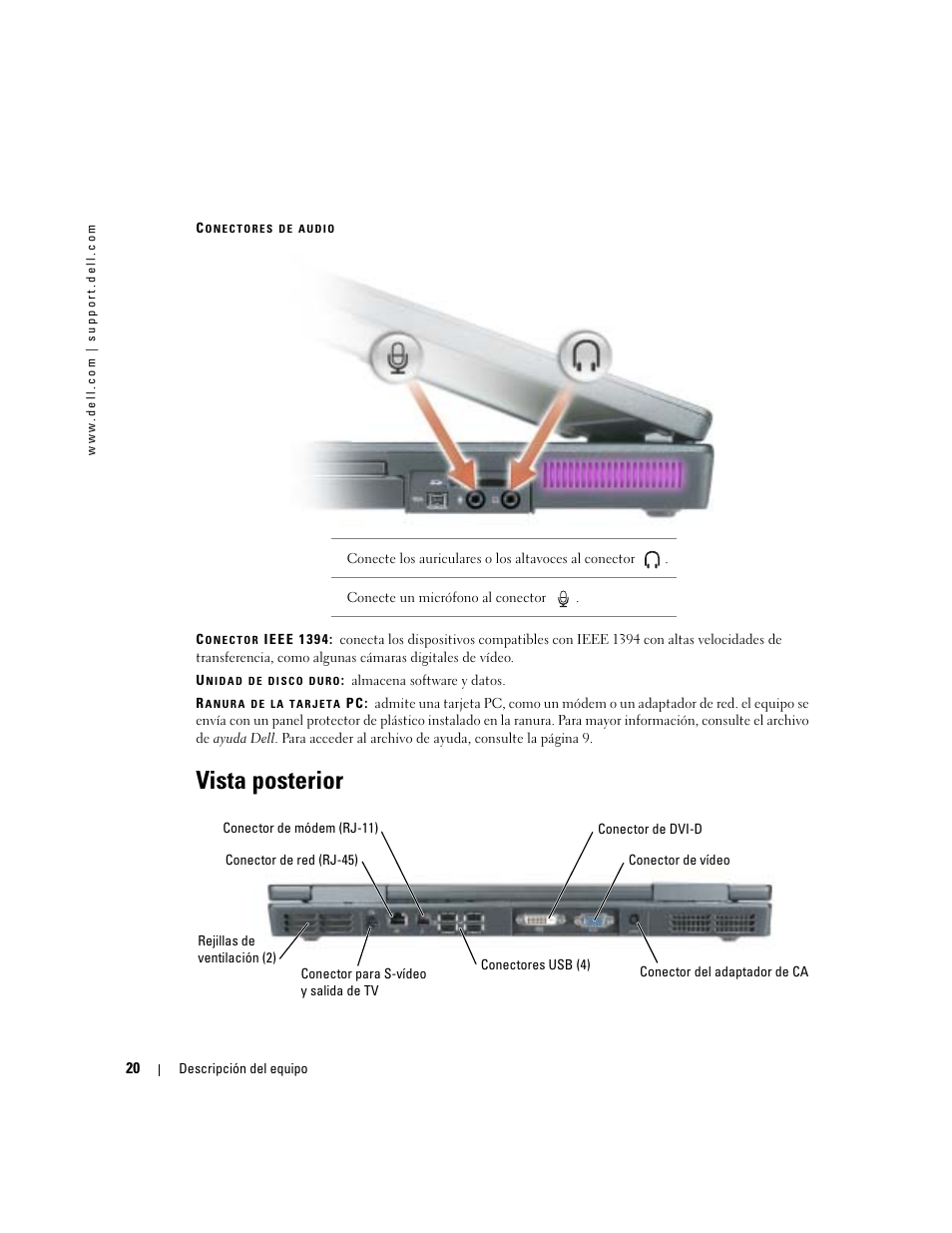 Vista posterior | Dell XPS M170 (MXG051, Late 2005) User Manual | Page 20 / 134