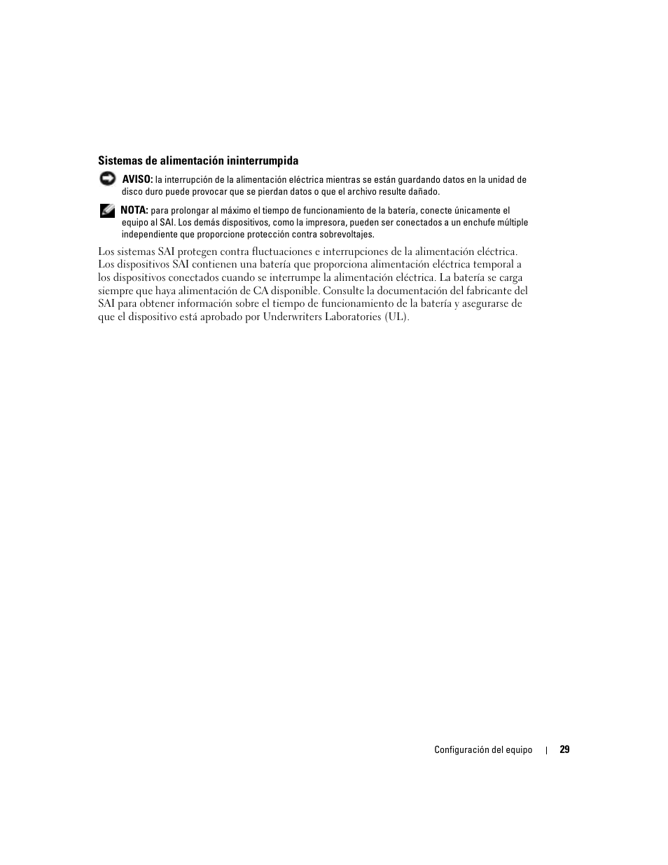 Sistemas de alimentación ininterrumpida | Dell XPS M170 (MXG051, Late 2005) User Manual | Page 29 / 134