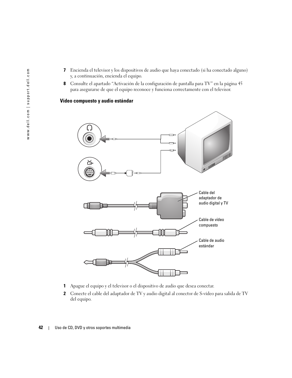 Vídeo compuesto y audio estándar | Dell XPS M170 (MXG051, Late 2005) User Manual | Page 42 / 134