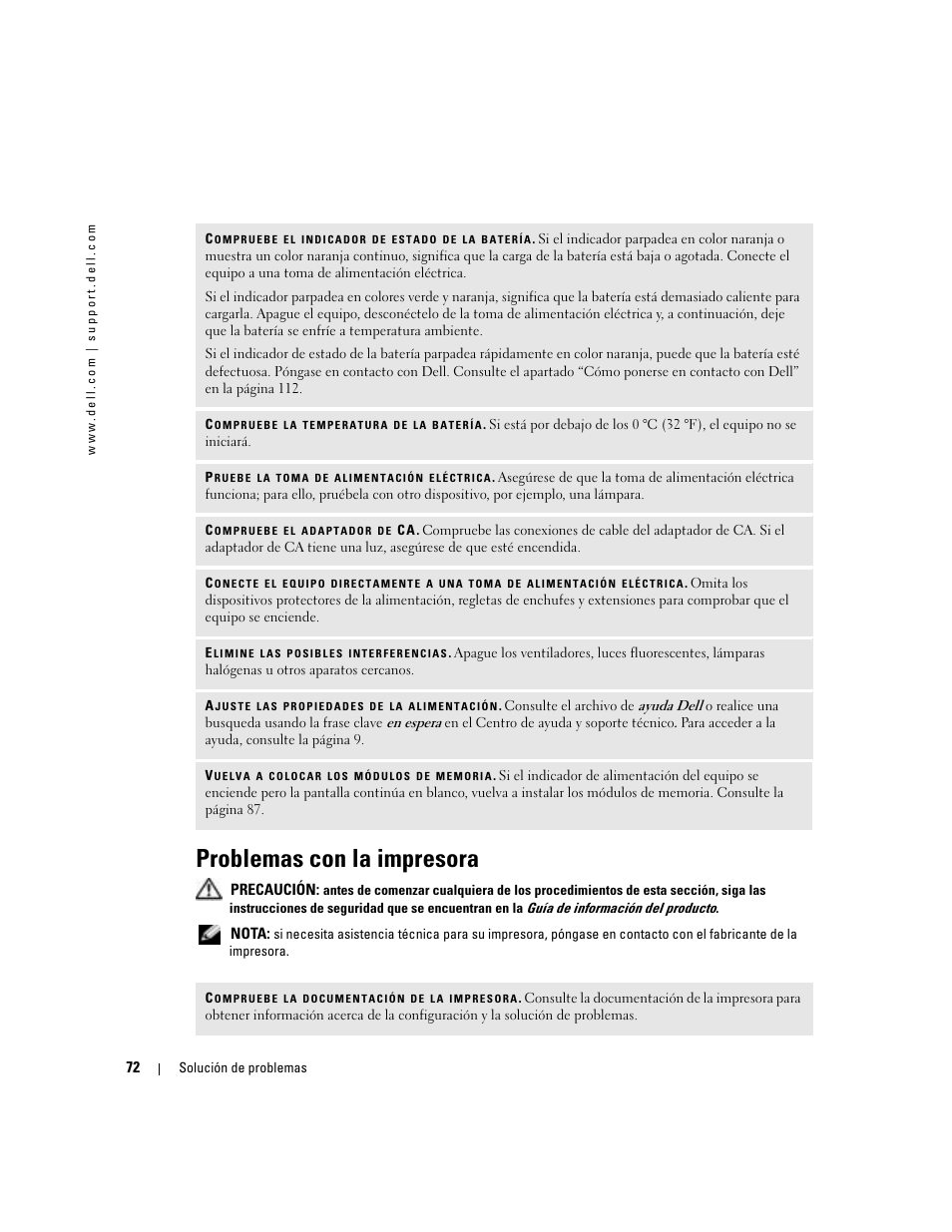 Problemas con la impresora | Dell XPS M170 (MXG051, Late 2005) User Manual | Page 72 / 134