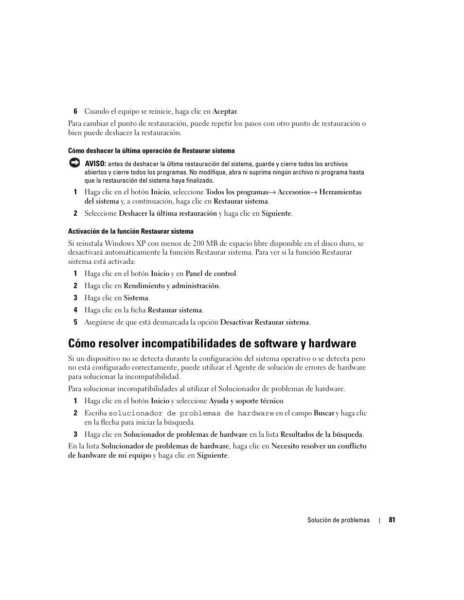 Consulte el apartado “cómo resolver | Dell XPS M170 (MXG051, Late 2005) User Manual | Page 81 / 134