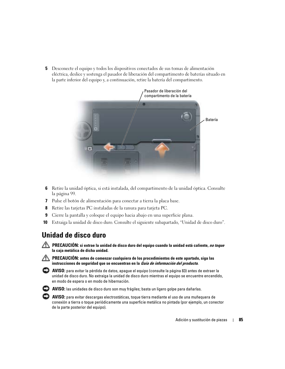 Unidad de disco duro | Dell XPS M170 (MXG051, Late 2005) User Manual | Page 85 / 134