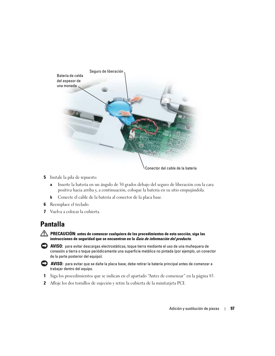 Pantalla | Dell XPS M170 (MXG051, Late 2005) User Manual | Page 97 / 134