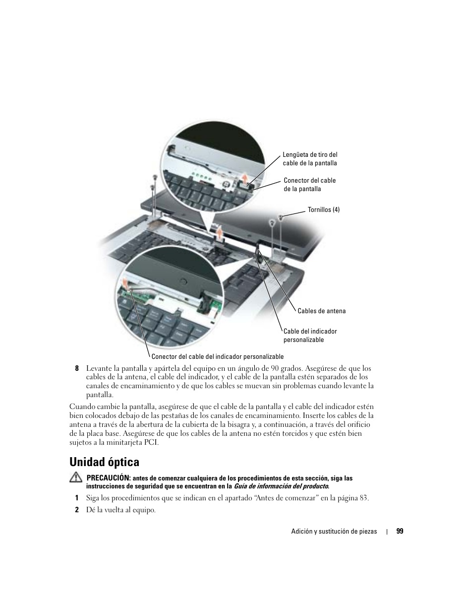 Unidad óptica | Dell XPS M170 (MXG051, Late 2005) User Manual | Page 99 / 134
