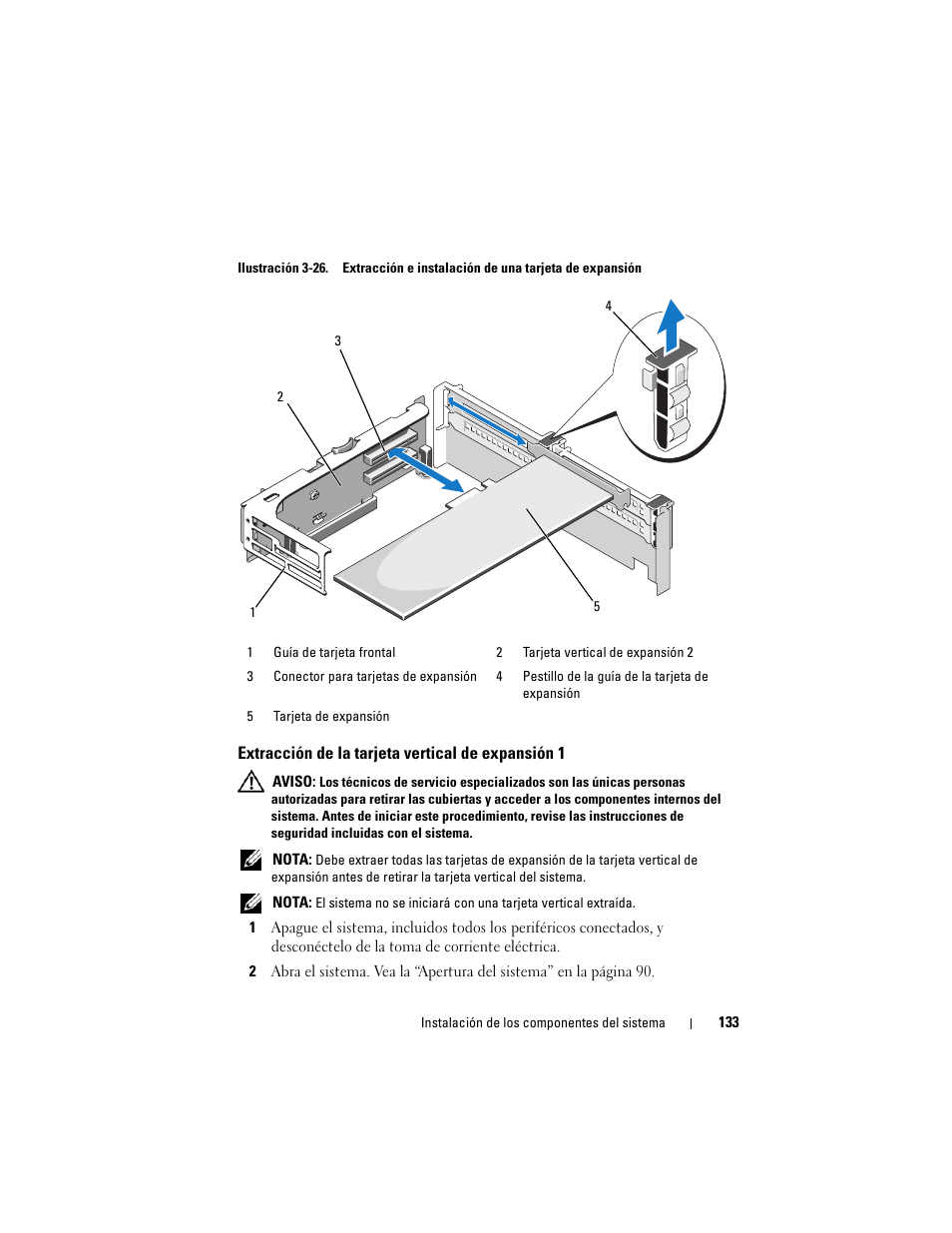 Extracción de la tarjeta vertical de expansión 1 | Dell PowerVault NX3000 User Manual | Page 133 / 216