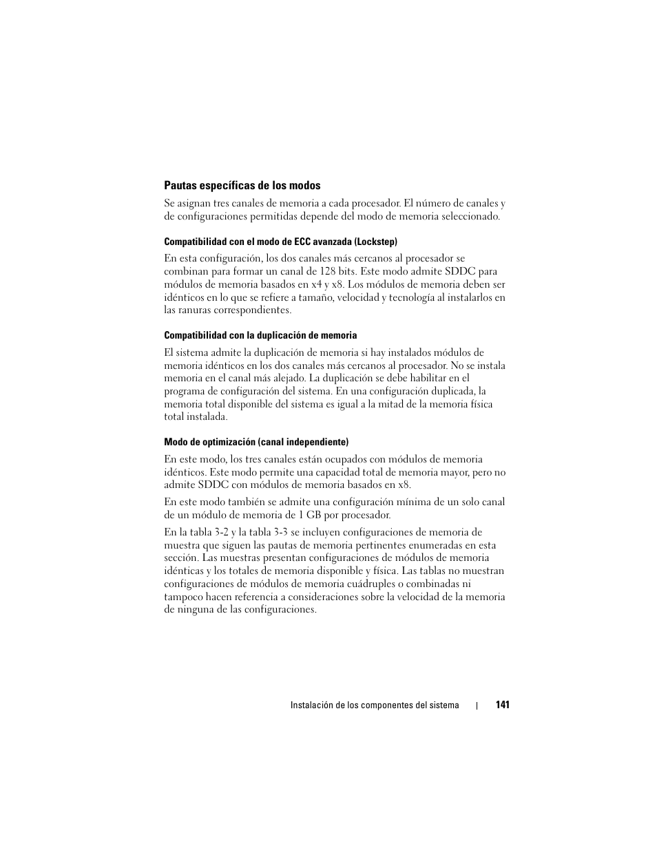 Pautas específicas de los modos | Dell PowerVault NX3000 User Manual | Page 141 / 216