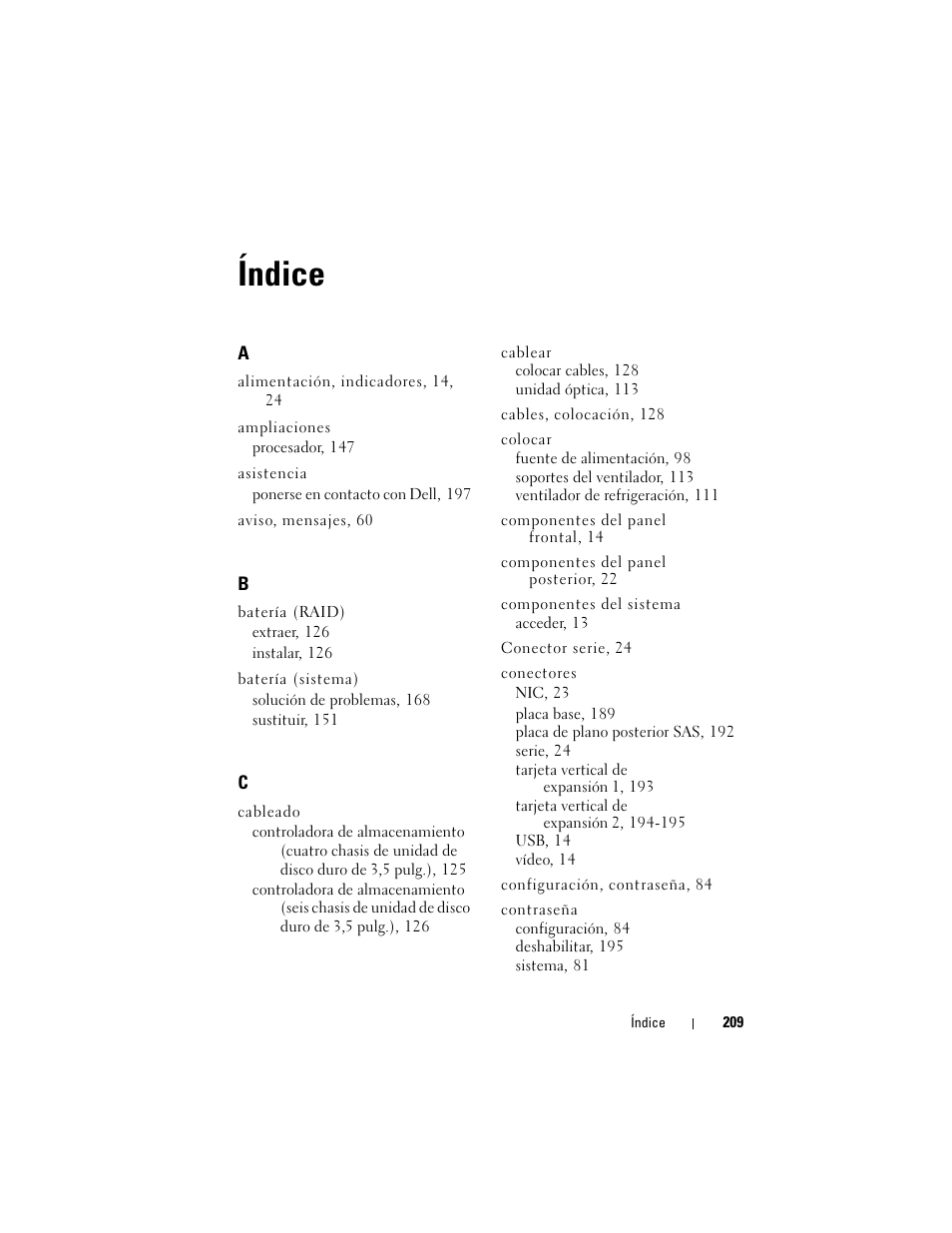 Índice | Dell PowerVault NX3000 User Manual | Page 209 / 216