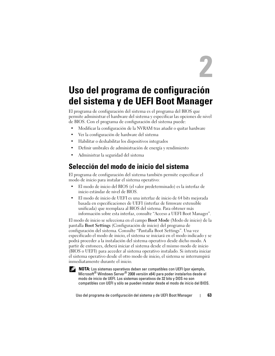 Selección del modo de inicio del sistema | Dell PowerVault NX3000 User Manual | Page 63 / 216