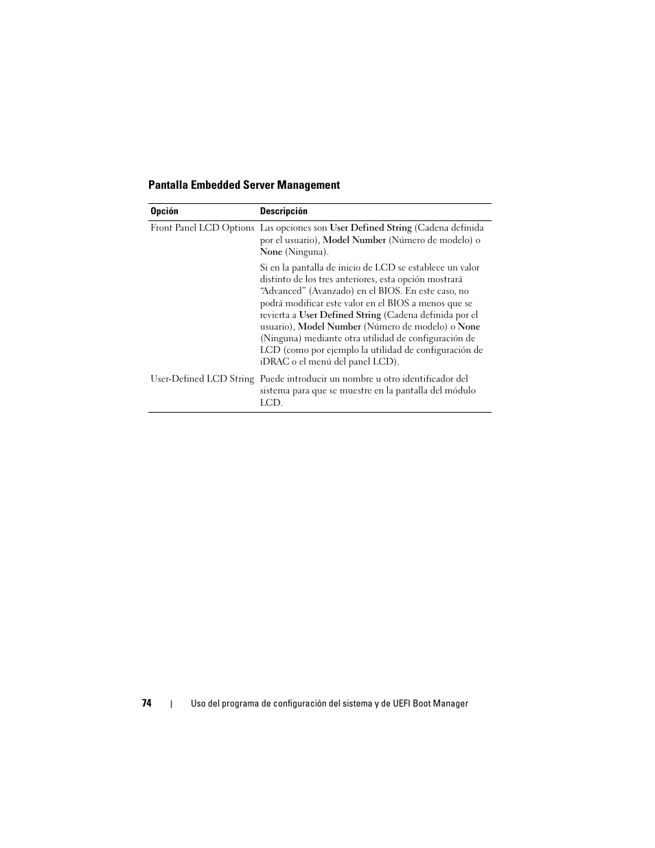 Pantalla embedded server management, Consulte “pantalla embedded server management | Dell PowerVault NX3000 User Manual | Page 74 / 216