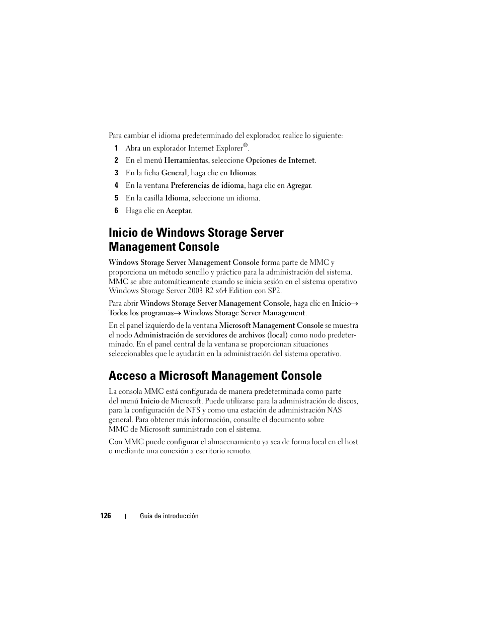 Acceso a microsoft management console | Dell PowerVault NF600 User Manual | Page 128 / 134