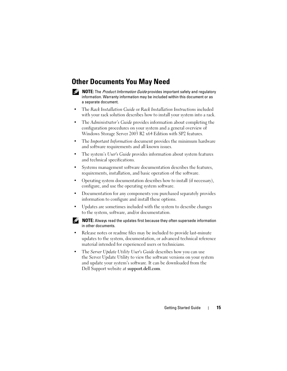 Other documents you may need | Dell PowerVault NF600 User Manual | Page 17 / 134