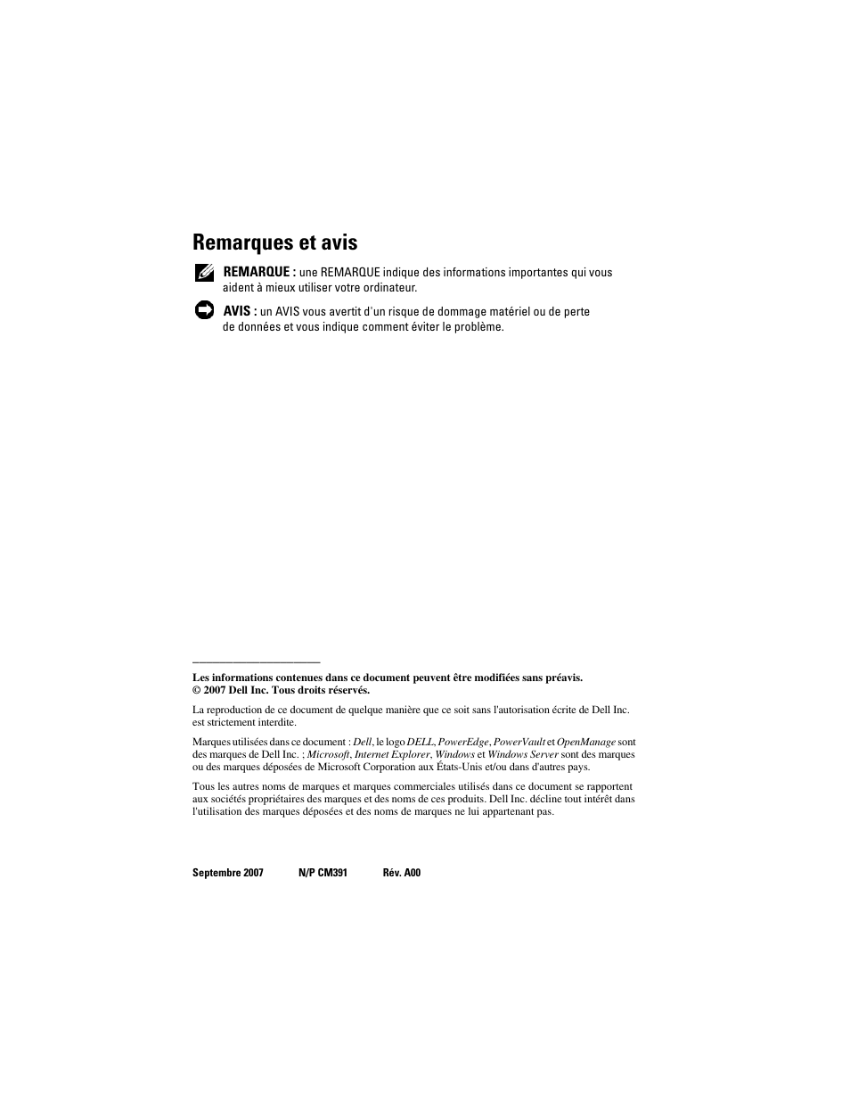 Remarques et avis | Dell PowerVault NF600 User Manual | Page 52 / 134