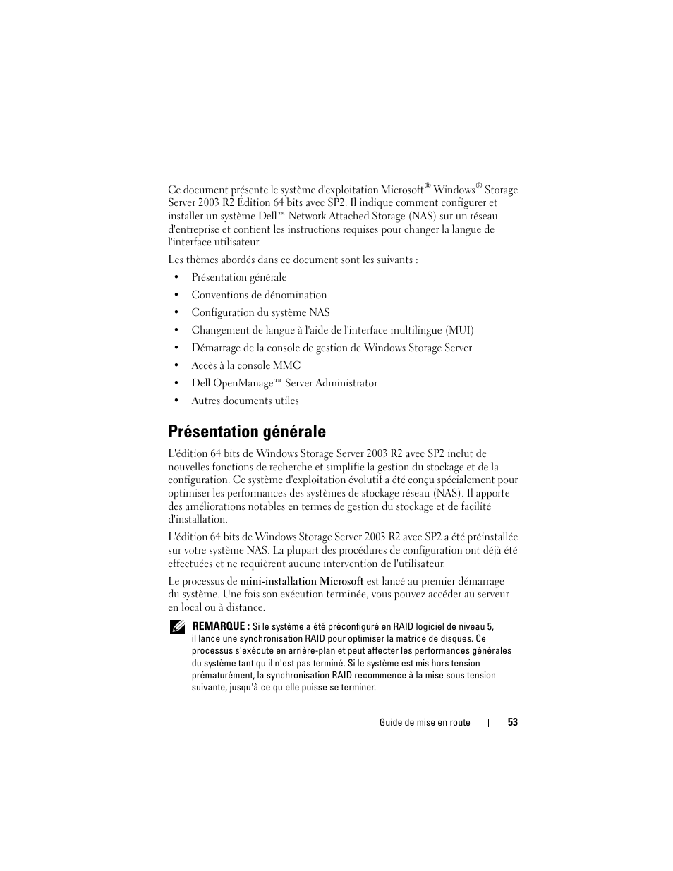 Présentation générale | Dell PowerVault NF600 User Manual | Page 55 / 134