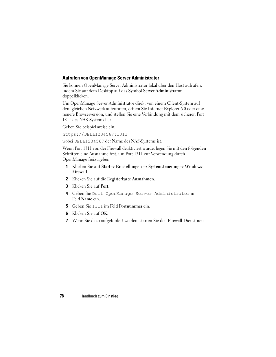 Aufrufen von openmanage server administrator | Dell PowerVault NF600 User Manual | Page 80 / 134