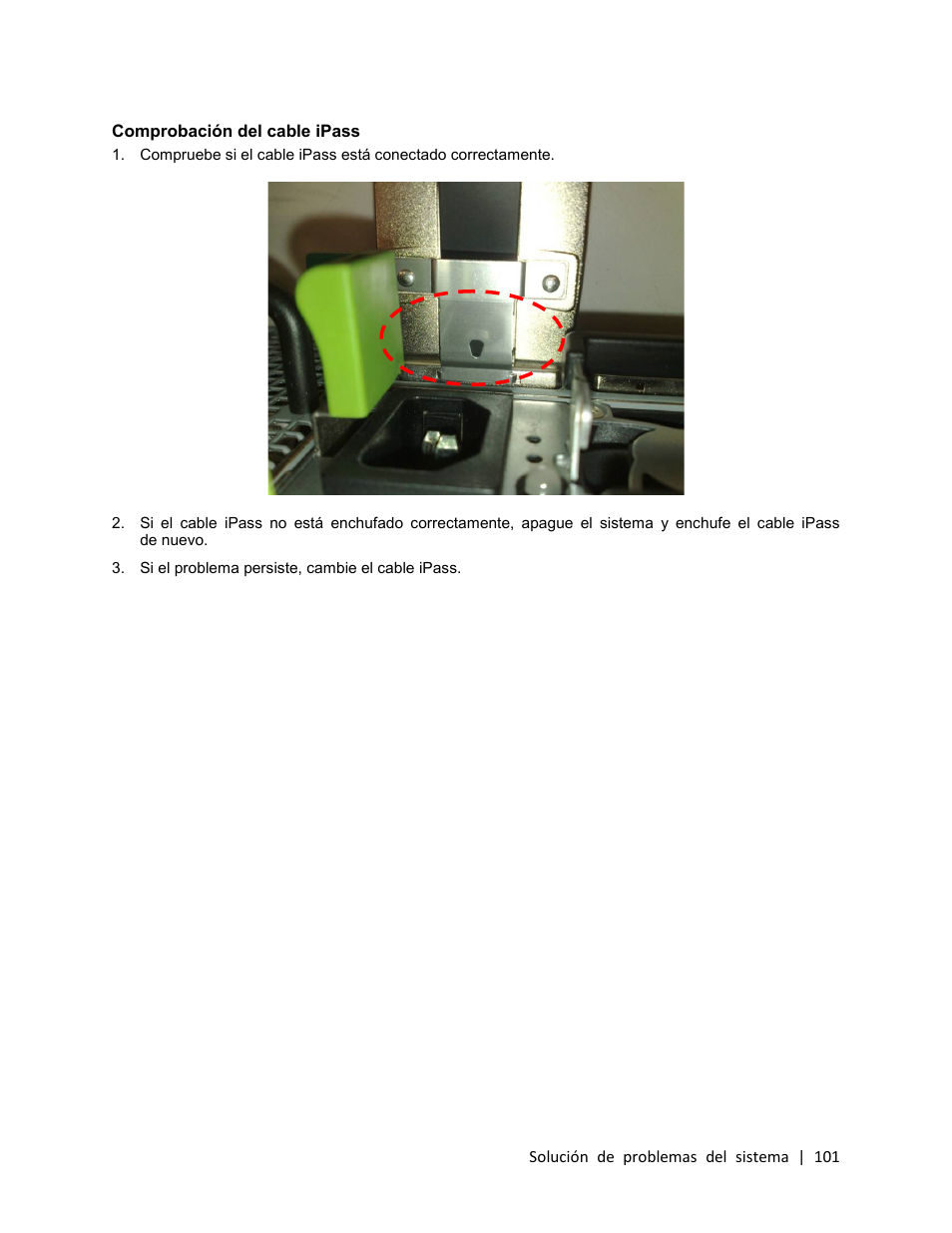 Comprobación del cable ipass | Dell PowerEdge C410x User Manual | Page 101 / 105