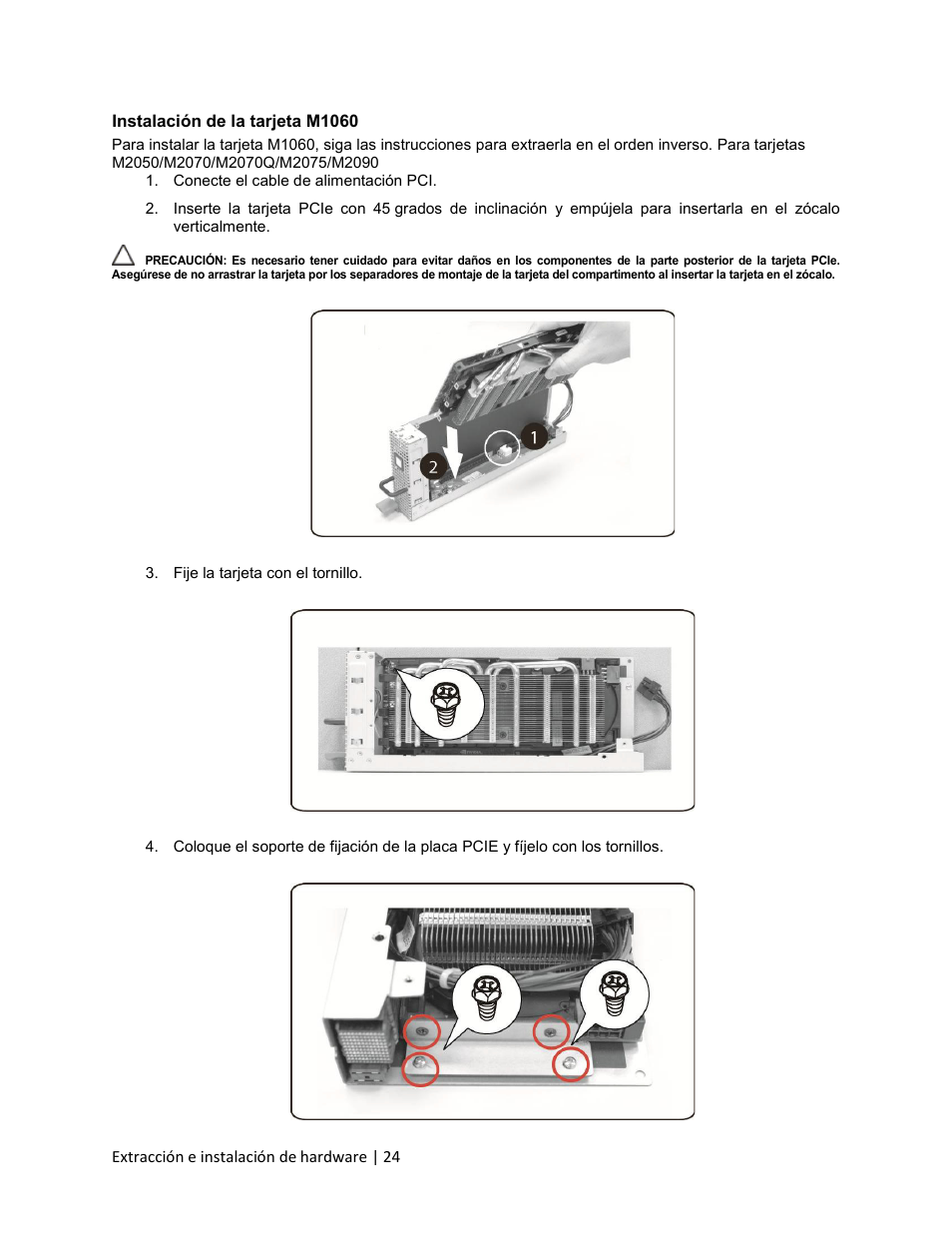 Instalación de la tarjeta m1060 | Dell PowerEdge C410x User Manual | Page 24 / 105