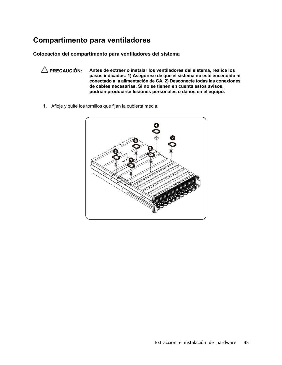 Compartimento para ventiladores | Dell PowerEdge C410x User Manual | Page 45 / 105