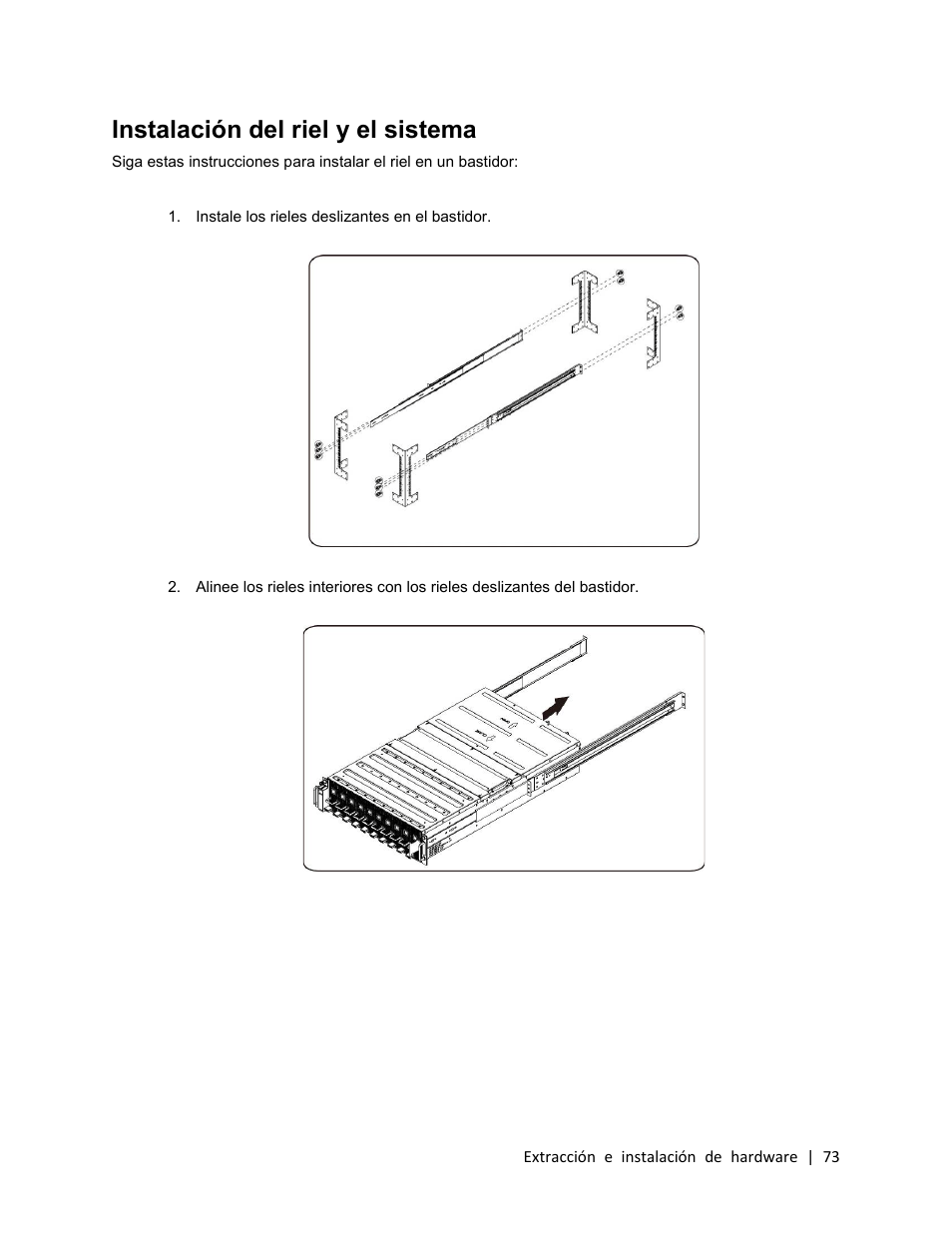 Instalación del riel y el sistema | Dell PowerEdge C410x User Manual | Page 73 / 105