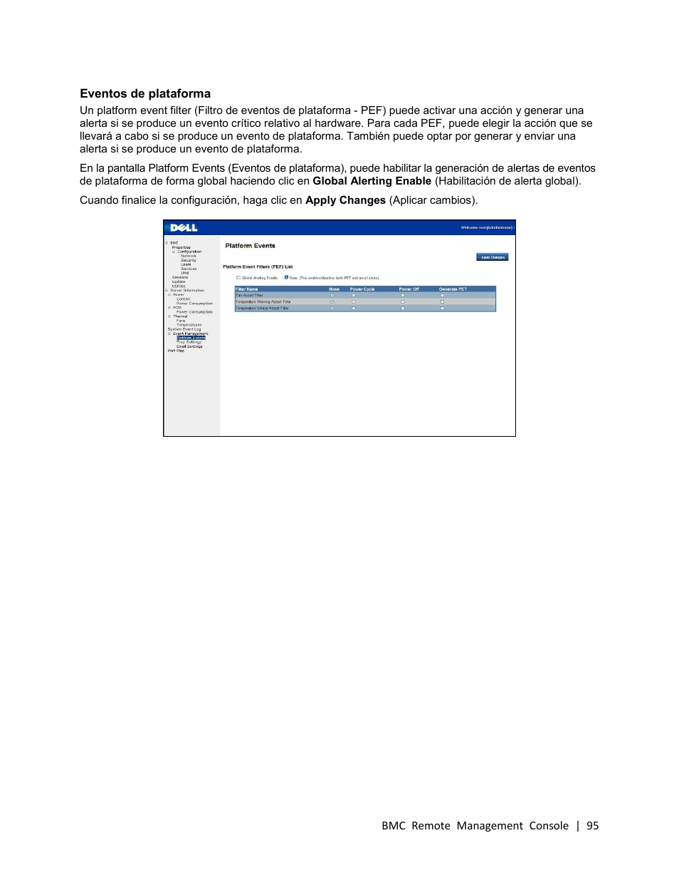 Eventos de plataforma | Dell PowerEdge C410x User Manual | Page 95 / 105