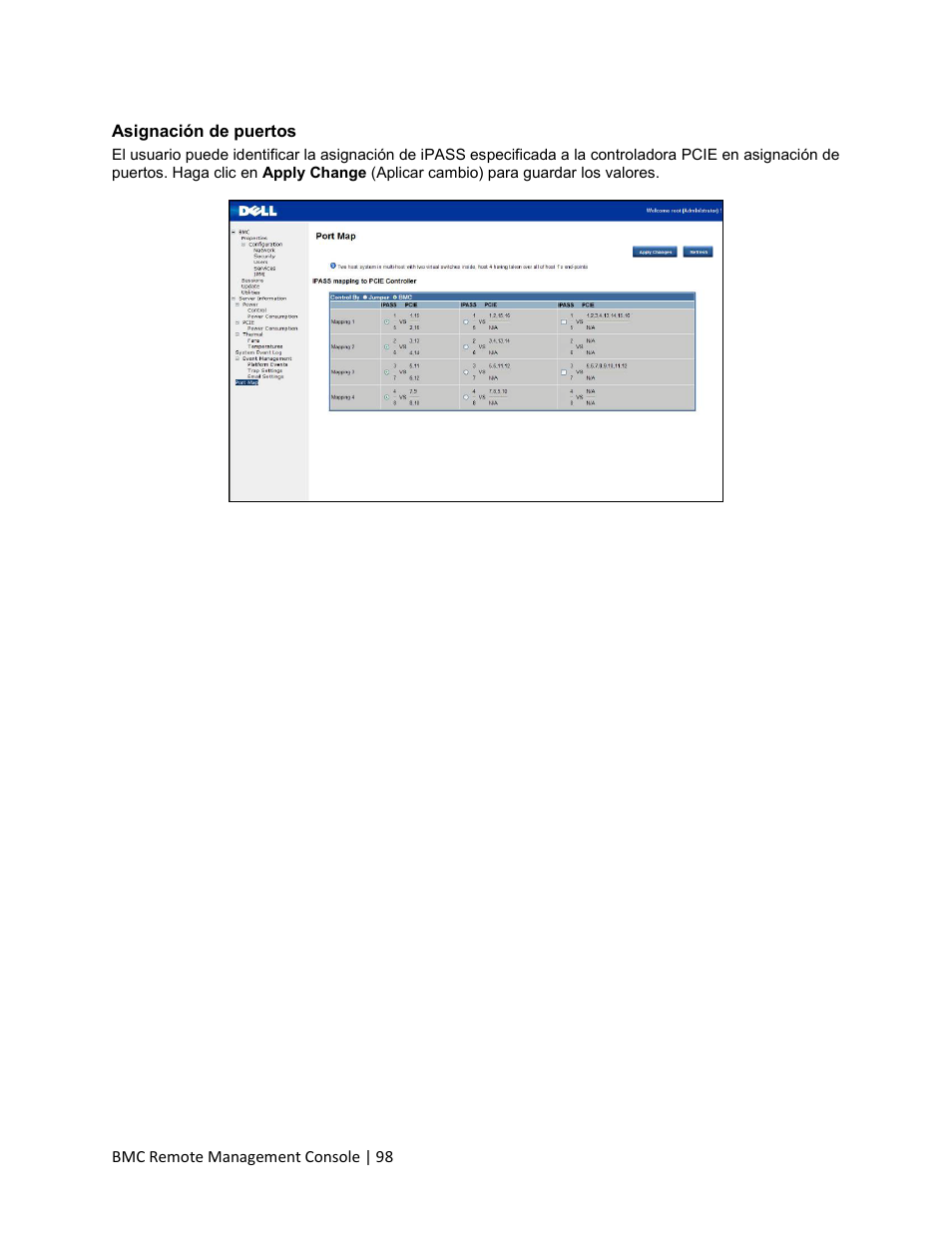 Asignación de puertos | Dell PowerEdge C410x User Manual | Page 98 / 105
