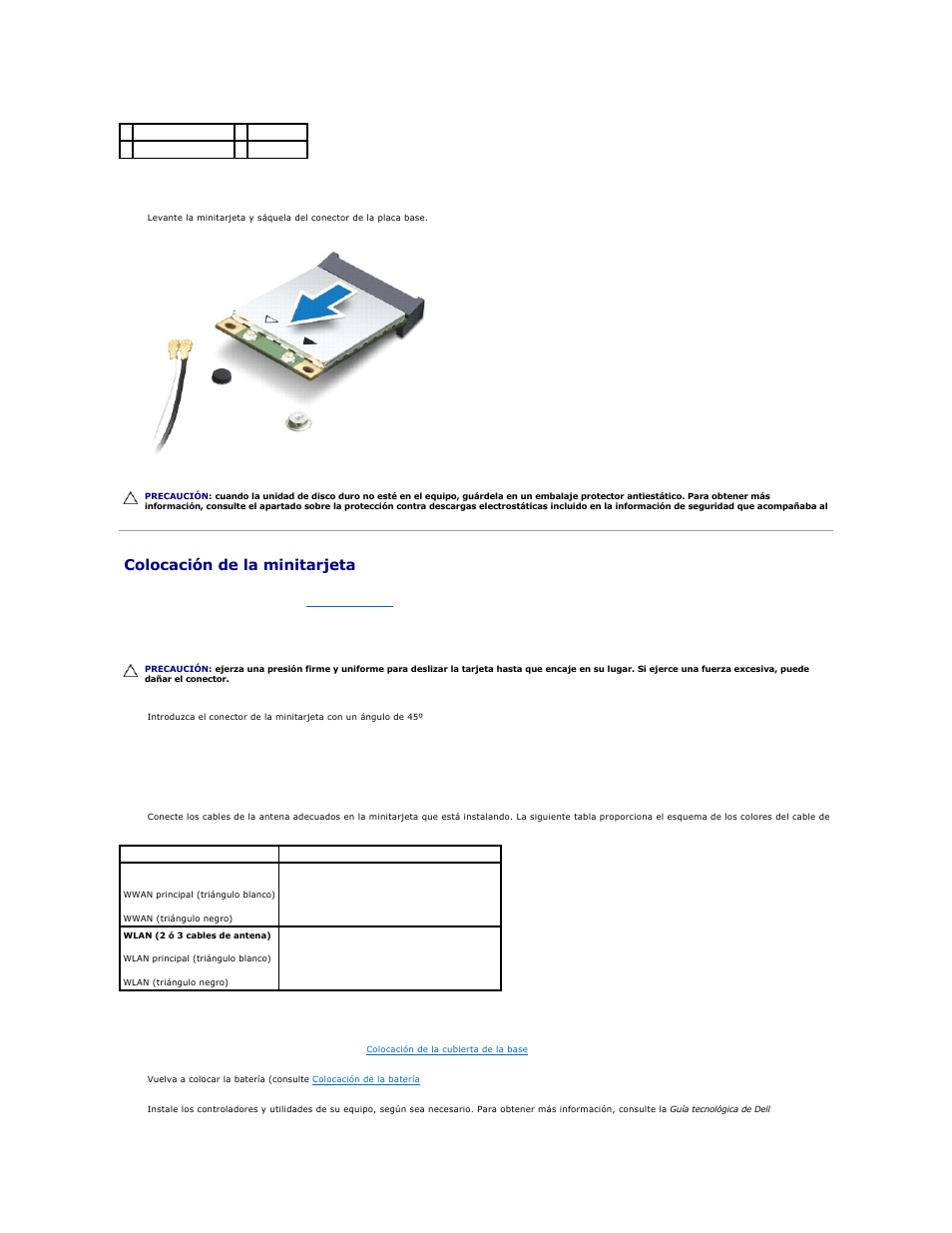 Colocación de la minitarjeta | Dell Studio 1450 (Mid 2009) User Manual | Page 34 / 48
