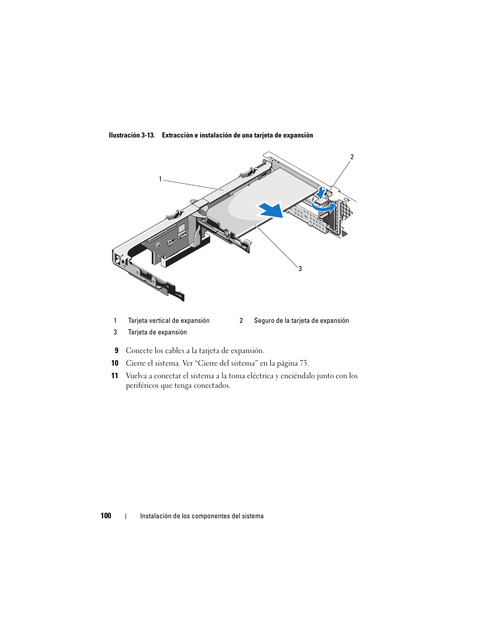 9 conecte los cables a la tarjeta de expansión, Ilustración 3-13, Er ilustración 3-13 | Dell PowerVault DL2200 CommVault User Manual | Page 100 / 176